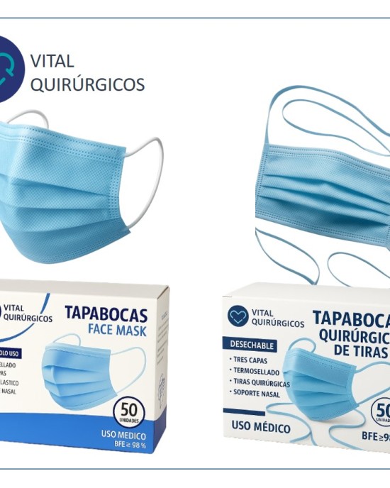 Tapabocas desechable con elástico o tiras Tapabocas desechable con elástico o tiras