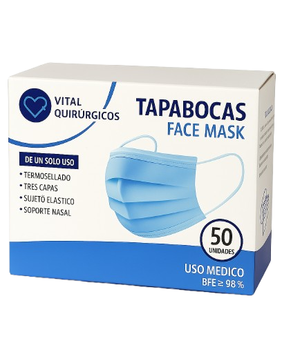 Tapabocas desechable con elástico o tiras Tapabocas desechable con elástico o tiras
